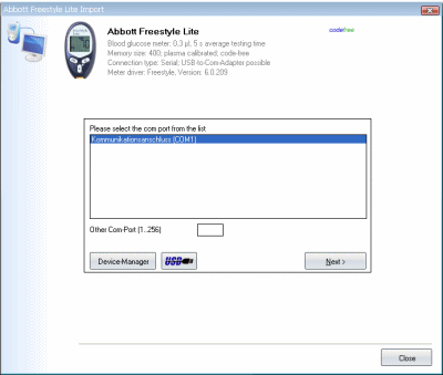 Import your readings from Abbott Freestyle Lite into your log book