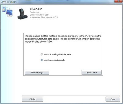 Import your readings from Silva Ex� Connect into your log book